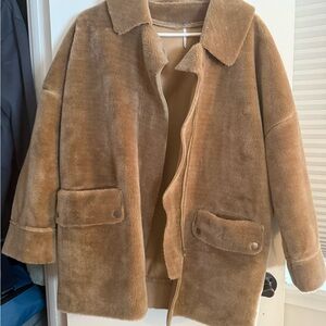 Free People Tan Faux Fur Coat